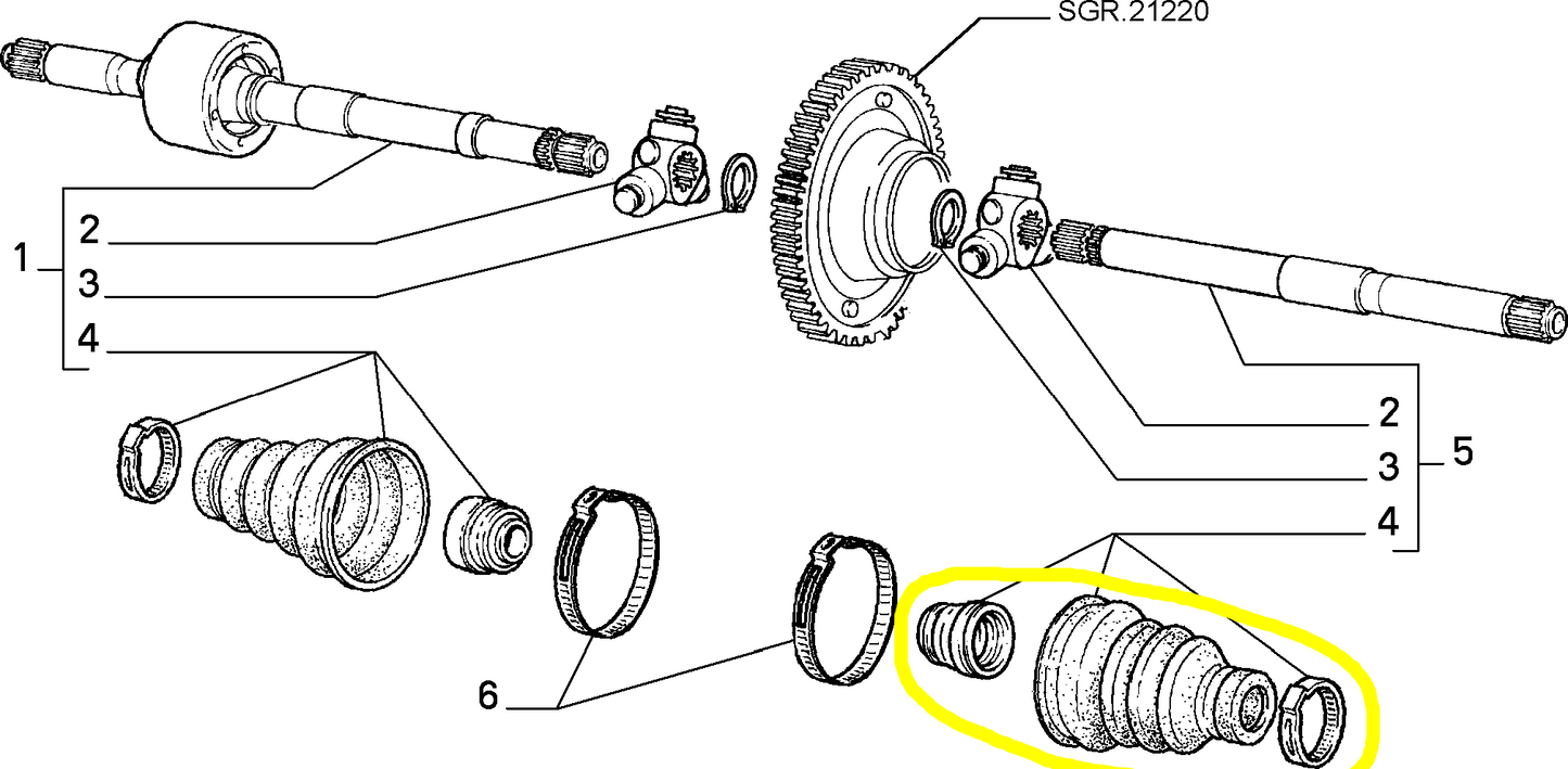 Lancia Delta e Lybra Cuffia Semialbero Differenziale Nuova Originale 46307644 46307071