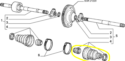 Lancia Delta e Lybra Cuffia Semialbero Differenziale Nuova Originale 46307644 46307071