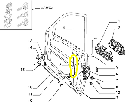 Lancia Delta Dedra Front Door Lock Rod New Original 82427917