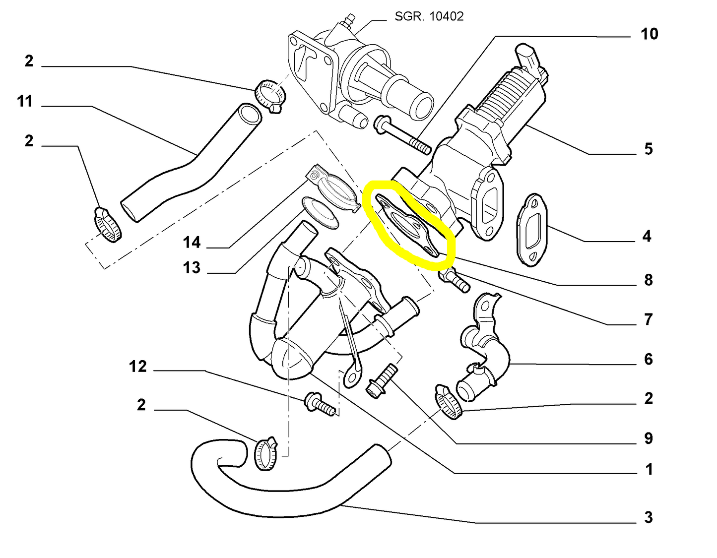 Lancia Musa MJTD e Ypsilon MJTD Guarnizione di Tenuta Valvola EGR Nuova Originale 73502578