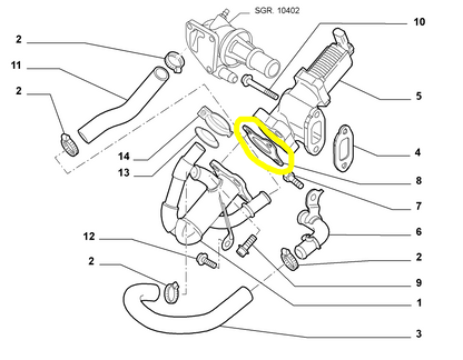 Lancia Musa MJTD e Ypsilon MJTD Guarnizione di Tenuta Valvola EGR Nuova Originale 73502578