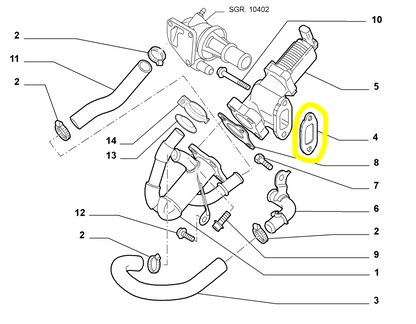 Lancia Musa MJTD e Ypsilon MJTD Guarnizione di Tenuta Valvola EGR Nuova Originale 73502579