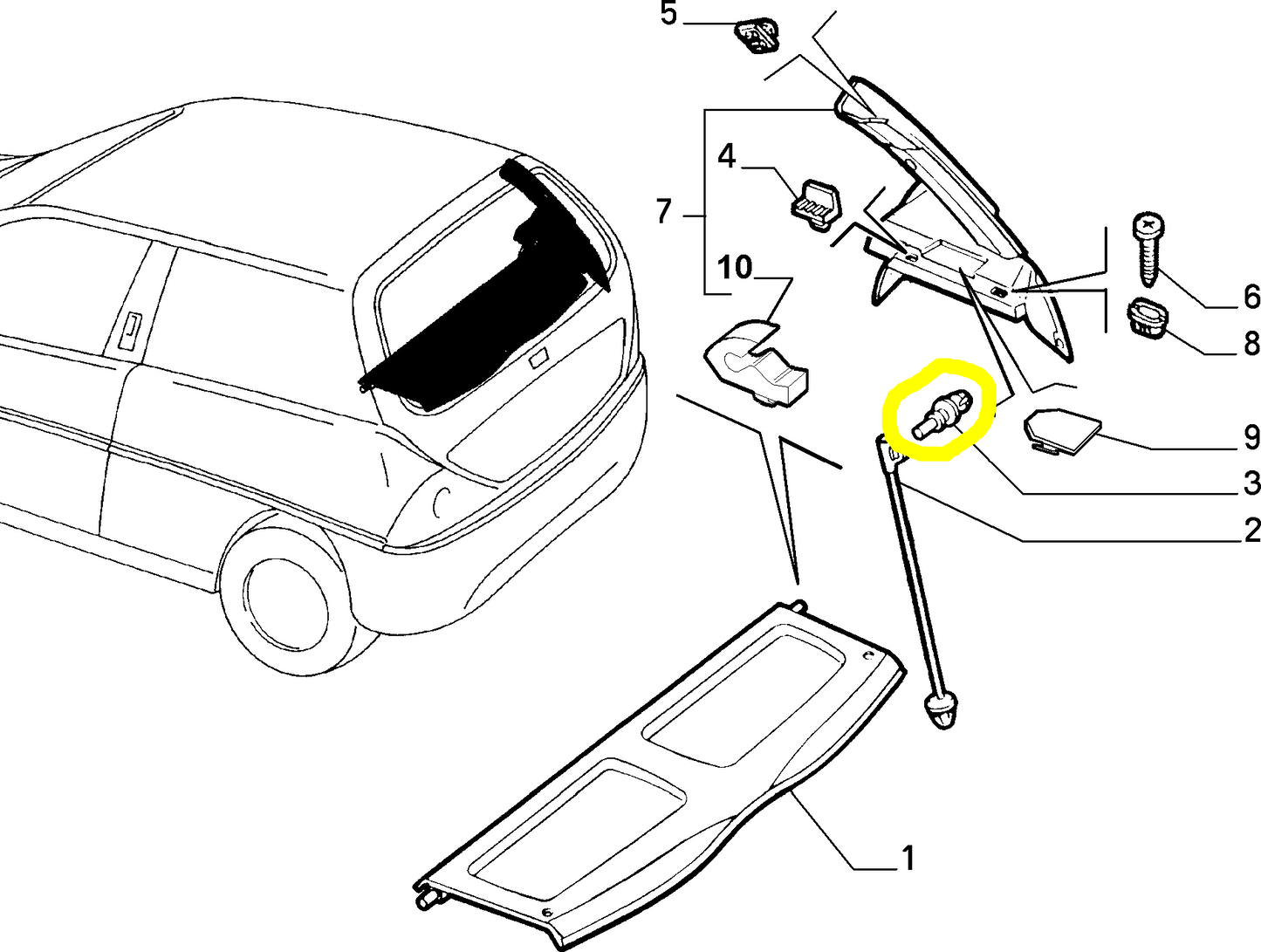 Lancia Y and Ypsilon Back Covering Elastic Tie Rod Pin New Original 7670683