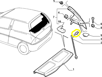 Lancia Y e Ypsilon Perno Tirante Elastico Cappelliera Nuovo Originale 7670683