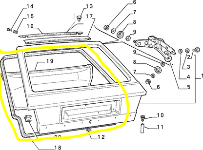 Lancia Delta Integrale Evoluzione R86 Profilato in Gomma Guarnizione Cofano Bagagliaio Originale 82368430 82384224