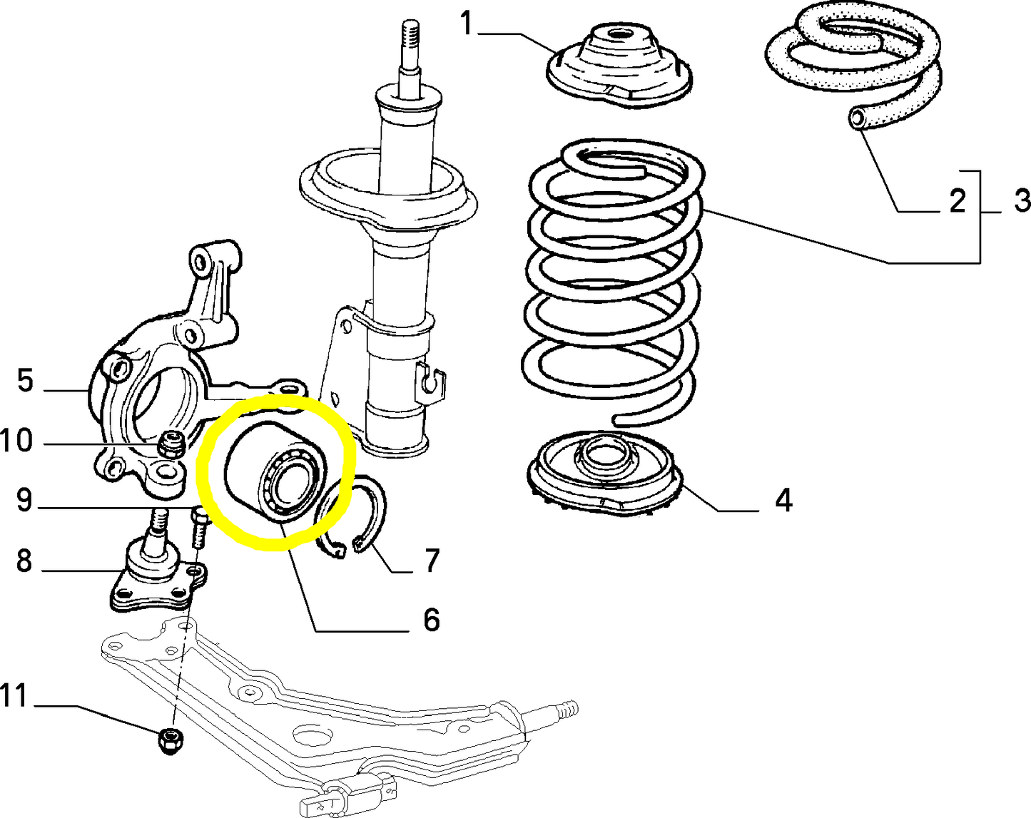 Lancia K Thema and Delta Front Suspension Pillar Bearing New Original 46421951 60810368