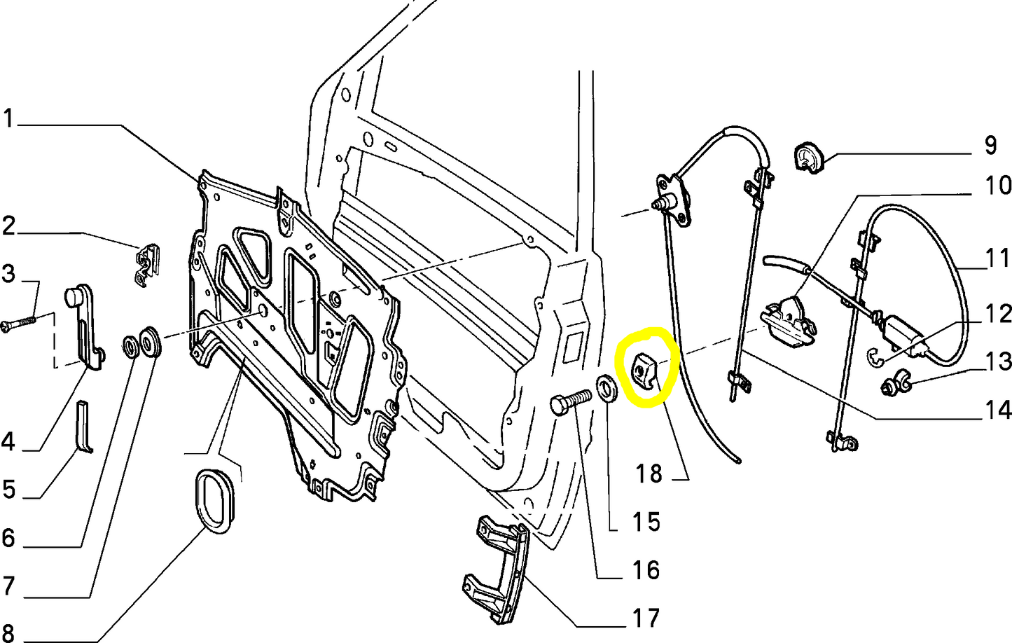 Lancia Dedra Front Window Regulator Pad New Original 82455587