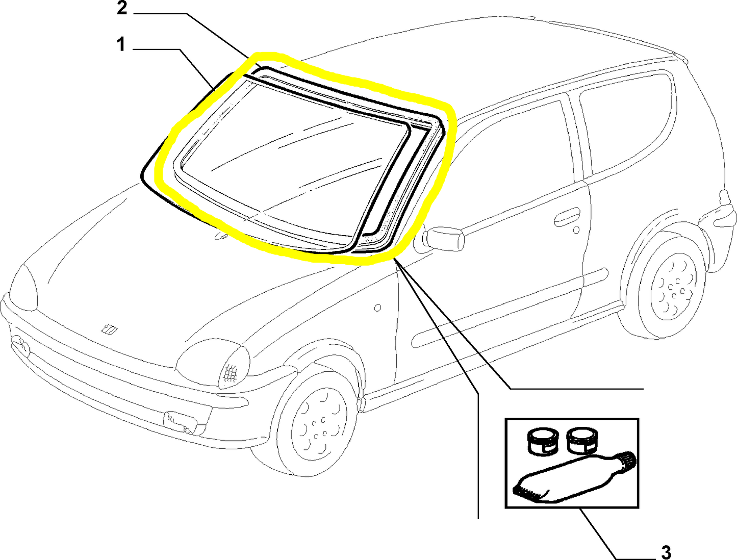 Fiat Seicento Guarnizione di Tenuta Parabrezza Nuova Originale 46512201 46764801