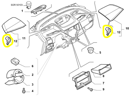 Lancia Musa Fiat Idea Glove Box Door Lock Pin New Original 71749751