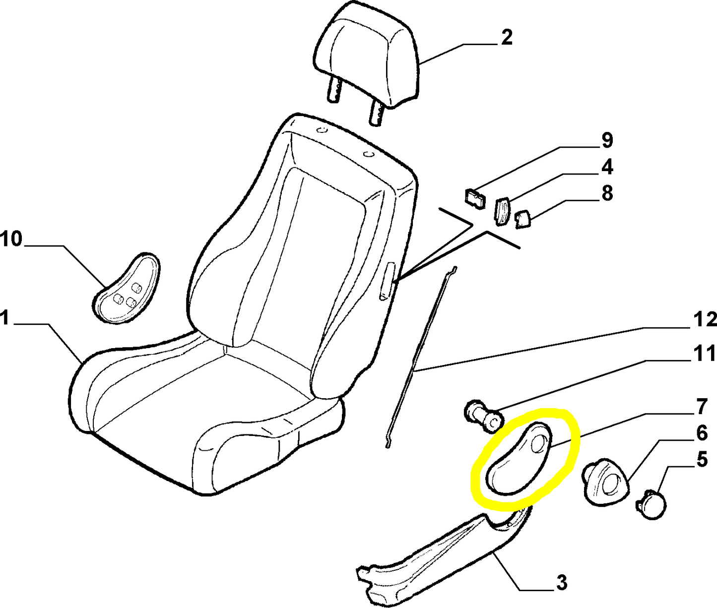 Lancia Delta and Dedra Front Right Seat Outer Covering New Original 120159080 60812202