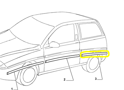 Lancia Y Unica Rear Right Fender Moulding Blue Adhesive Film New Original 71728636