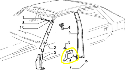 Lancia Delta Integrale Evoluzione R86 Rivestimento Inferiore Montante Centrale Interno Sinistro Nuovo Originale 176254160