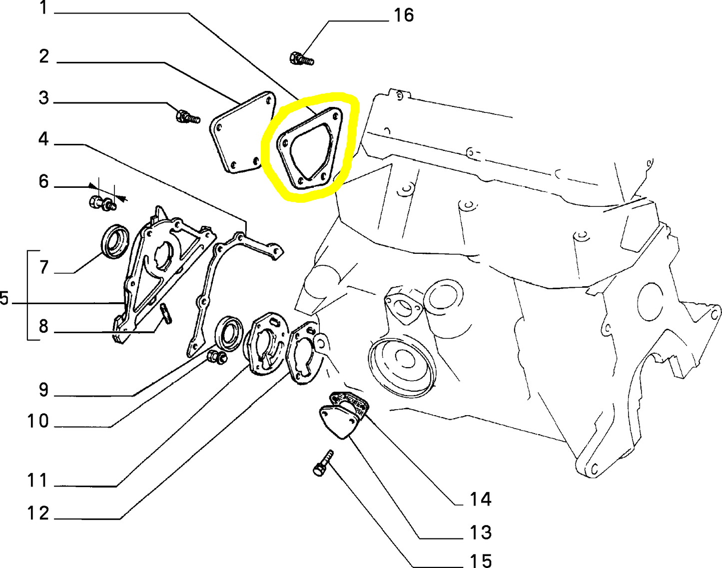 Lancia Delta and Dedra Engine Crankcase Cover Seal Gasket New Original 7668667 91107273