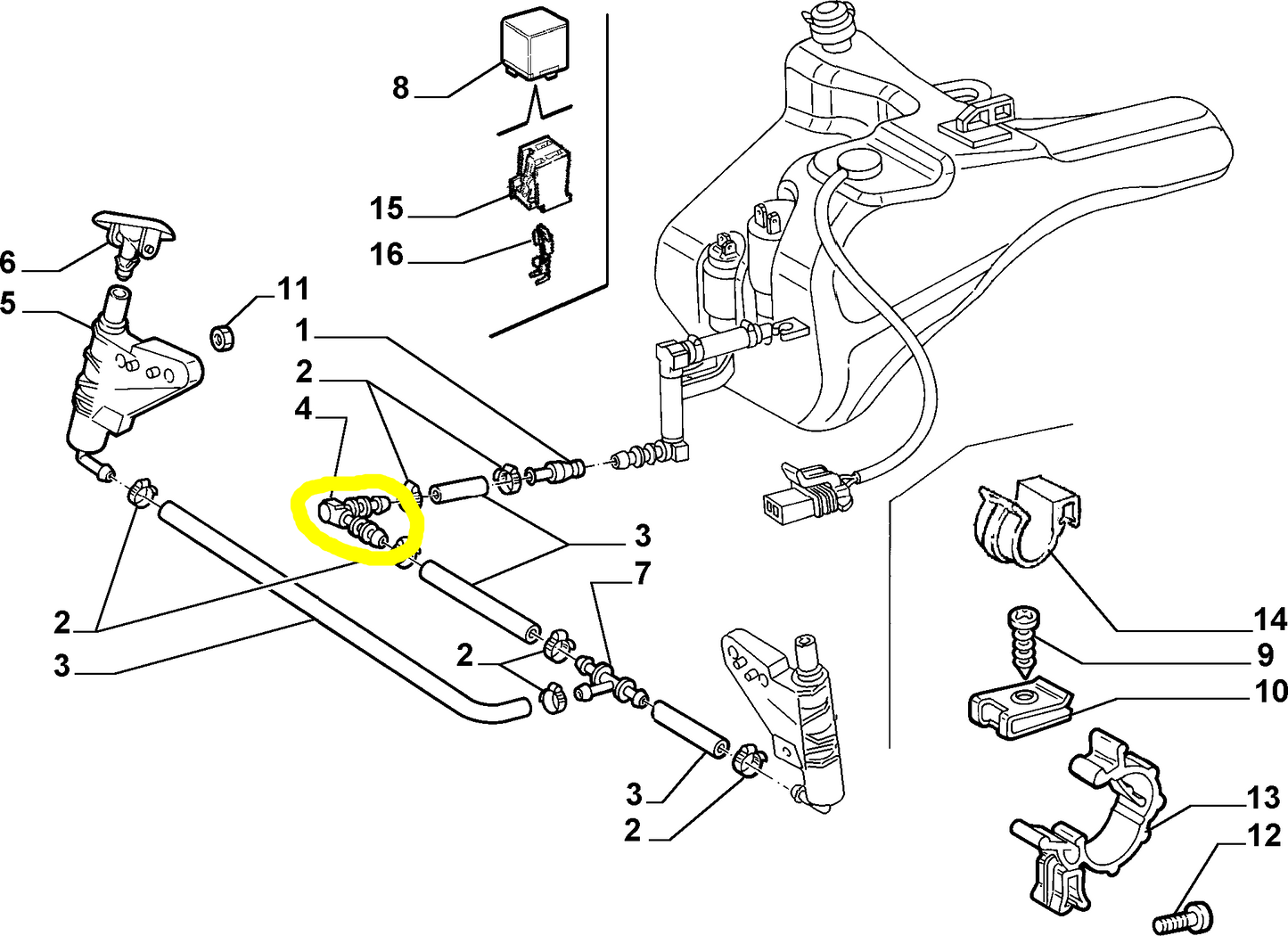 Lancia Lybra Alfa Romeo 164 Headlight Washer Pipe Connection New Original 60561964