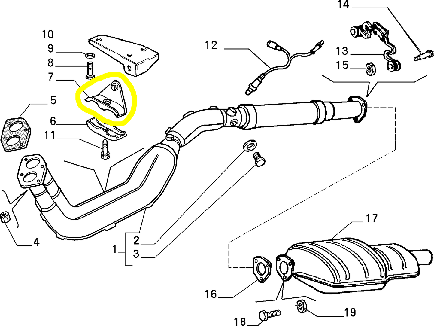 Lancia Delta and Dedra Exhaust Pipe Bracket New Original 7662536