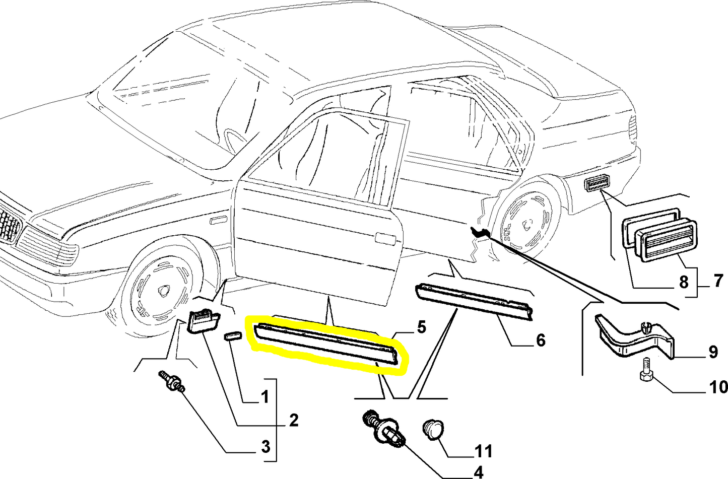 Lancia Delta and Dedra Front Left Door Seal Gasket New Original 82466336