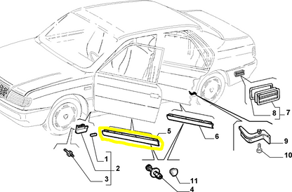 Lancia Delta and Dedra Front Left Door Seal Gasket New Original 82466336