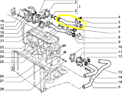 Lancia Delta TD R86 Tubo Ritorno Acqua Nuovo Originale 7655832
