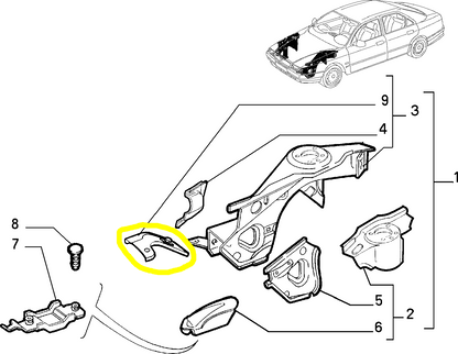 Lancia K Alfa Romeo 166 Front Right Side Panel Reinforcement New Original 82484074 60802031