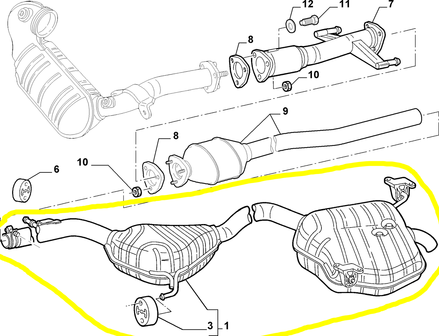 Lancia Thesis Complete Rear Exhaust Silencer New Original 60678641