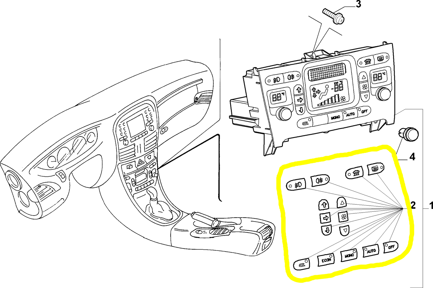 Lancia Lybra Elegance Climate Control Button Kit New Original 71734838