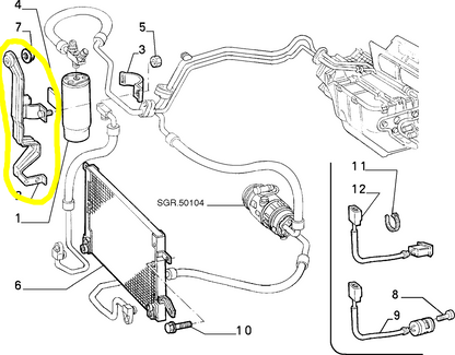 Lancia K Staffa Filtro Disidratatore Aria Condizionata Nuova Originale 7799362