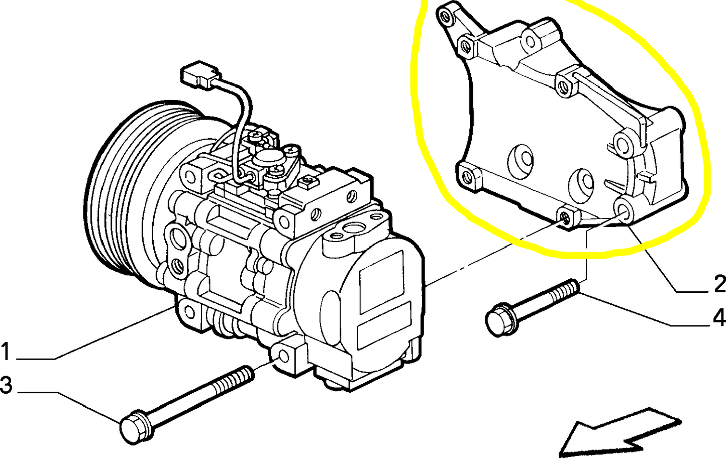 Lancia Y Air Conditioning Compressor Support New Original 46414266 46424266