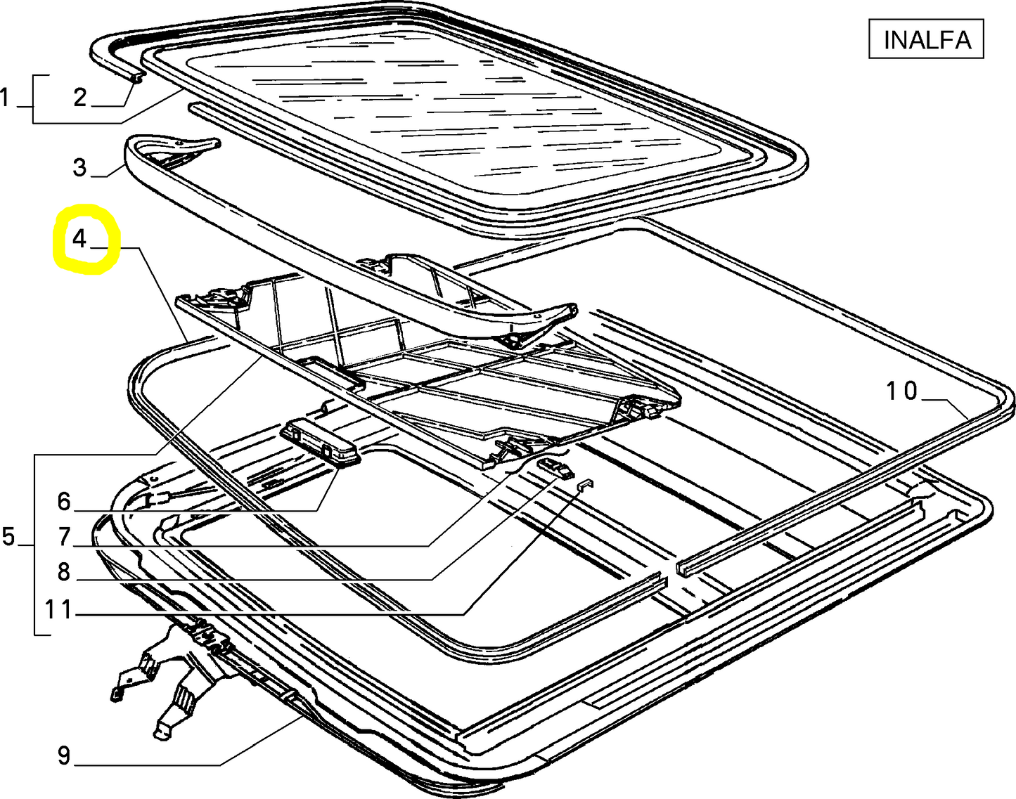 Lancia Dedra Guarnizione di Tenuta Tetto Apribile Inalfa Nuova Originale 7638518 7720140