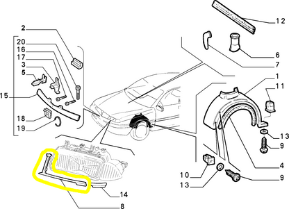 Lancia Delta HF and HPE Front Right Headlight Seal Gasket New Original 7793367 7793366