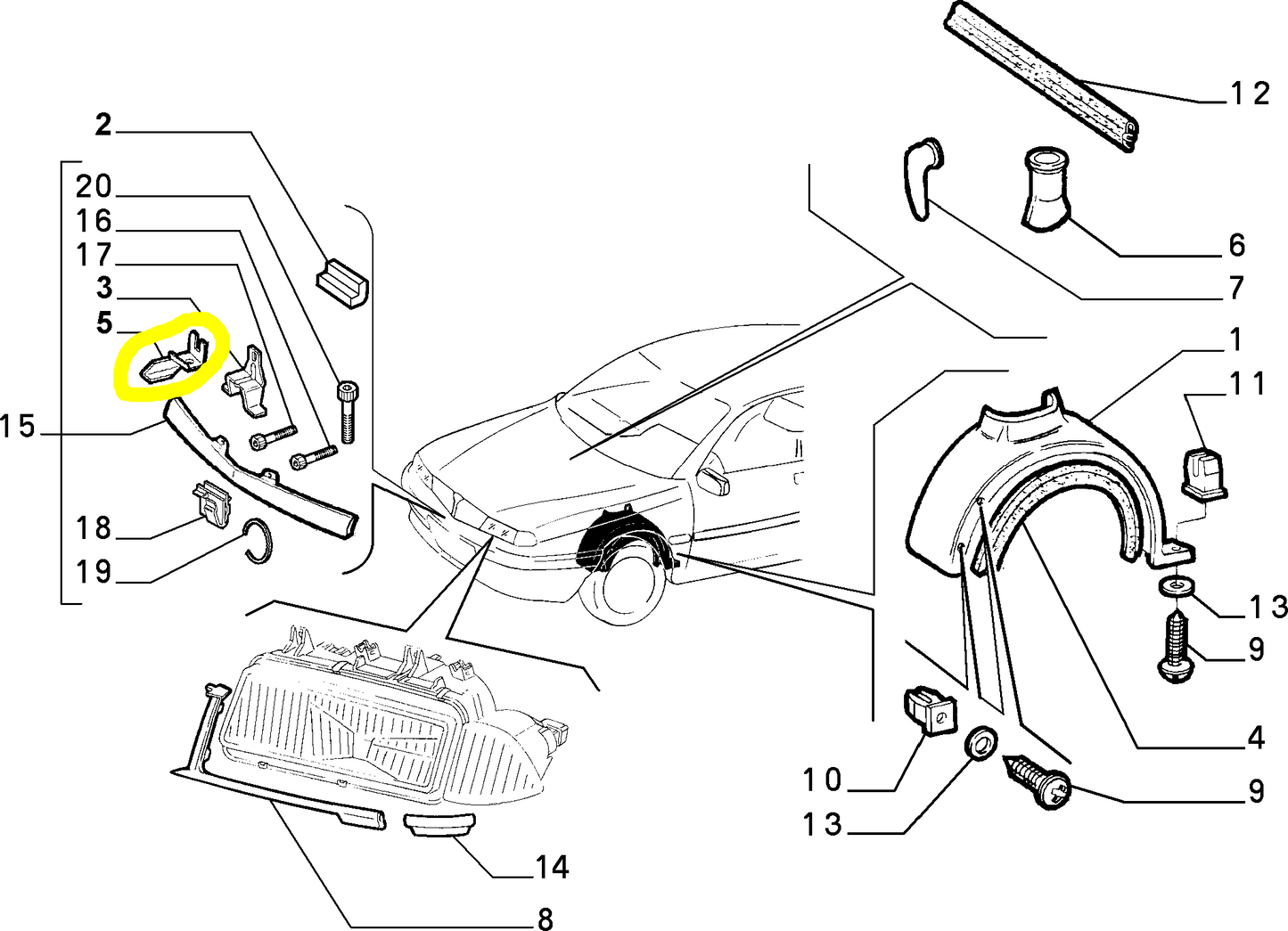 Lancia Delta Staffa Sinistra Traversa Anteriore Mascherina Nuova Originale 46414711