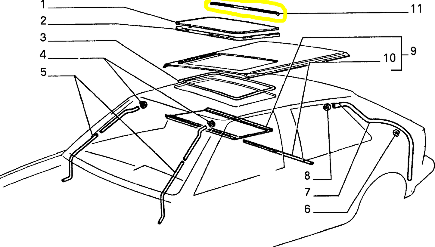 Lancia Delta Integrale  Guarnizione di Tenuta Tetto Apribile Nuova Originale 82372575