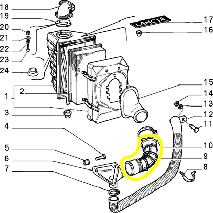 Lancia Thema Fiat Croma Air Filter Box Hose New Original 82433937