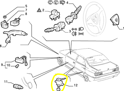 Lancia Delta e Dedra Interruttore Segnalazione Porta Portiera Sportello Aperto Nuovo Originale 82486100