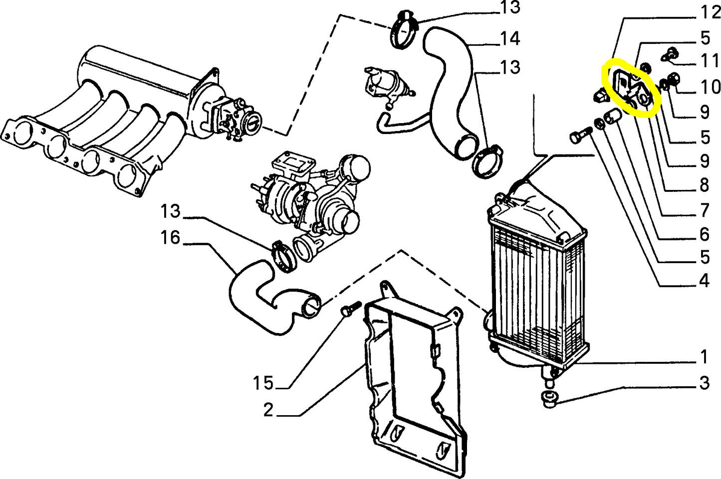 Lancia Delta Integrale and R86 Heat Exchanger Bracket New Original 82419629