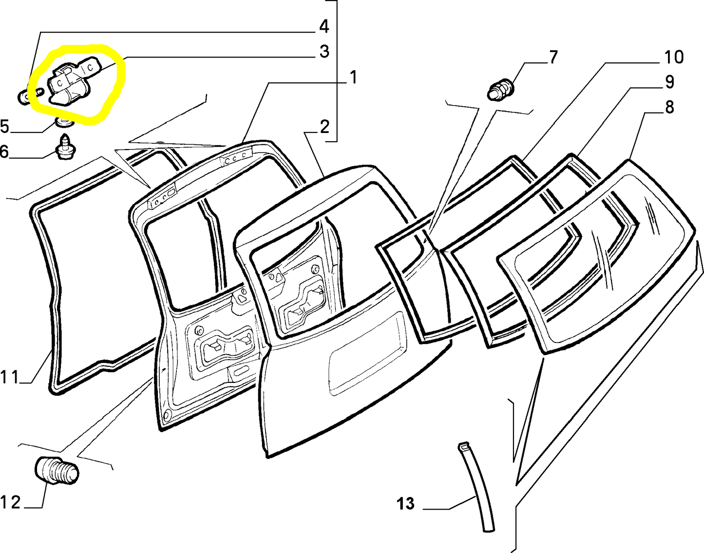 Fiat Punto Back Door Hinge New Original 7734532 46530353