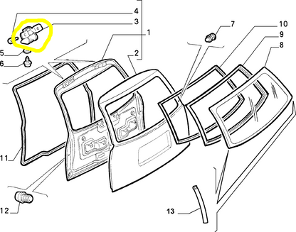 Fiat Punto Back Door Hinge New Original 7734532 46530353