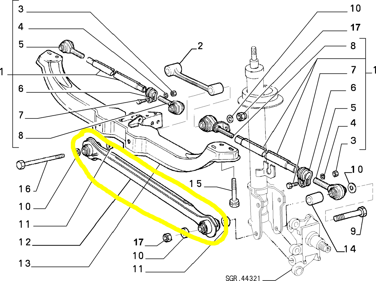 Lancia K Asta Sospensione Posteriore Nuova Originale 46520484