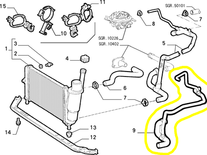 Lancia Y Fiat Punto Manicotto Flessibile Radiatore Nuovo Originale 46445221