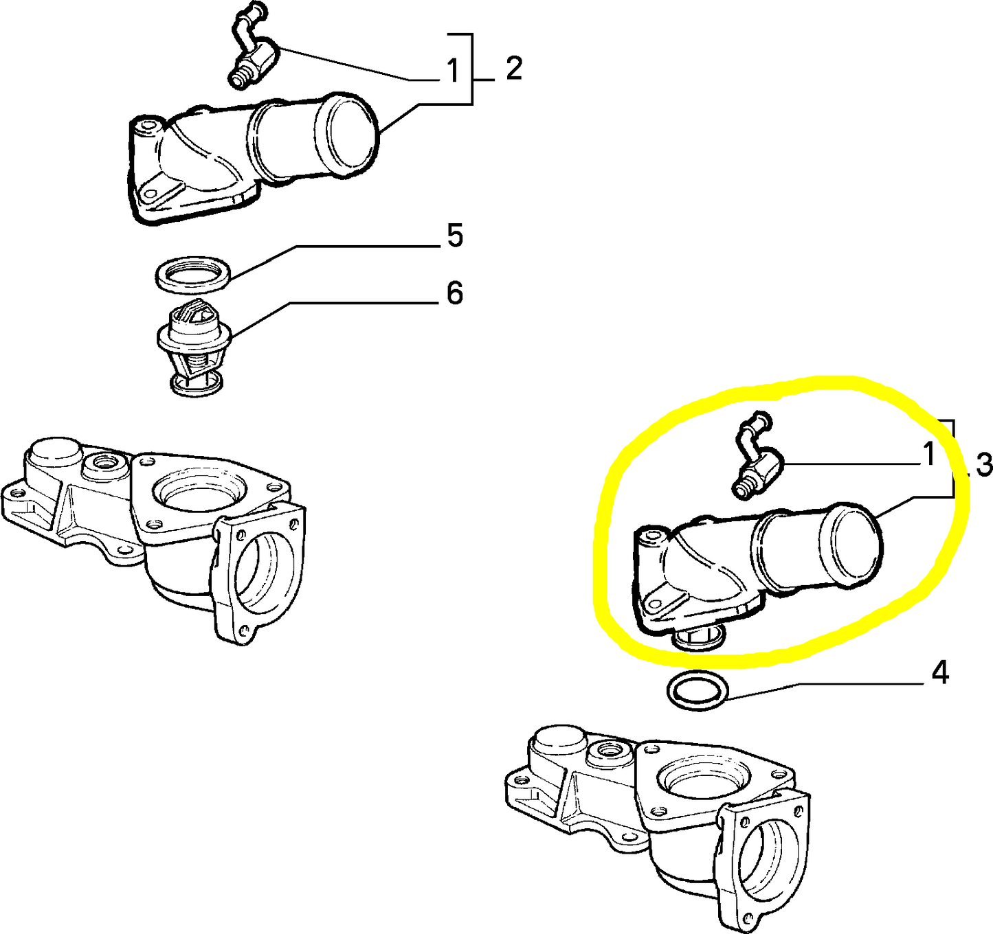 Lancia Delta e Dedra 1800 Coperchio Corpo Pompa Acqua con Termostato Integrato Nuovo Originale 7775263