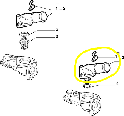 Lancia Delta e Dedra 1800 Coperchio Corpo Pompa Acqua con Termostato Integrato Nuovo Originale 7775263