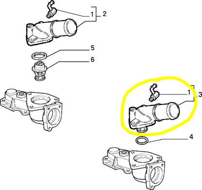 Lancia Delta e Dedra 1800 Coperchio Corpo Pompa Acqua con Termostato Integrato Nuovo Originale 7775263 - Raggi's Automobilia e Ricambi Auto