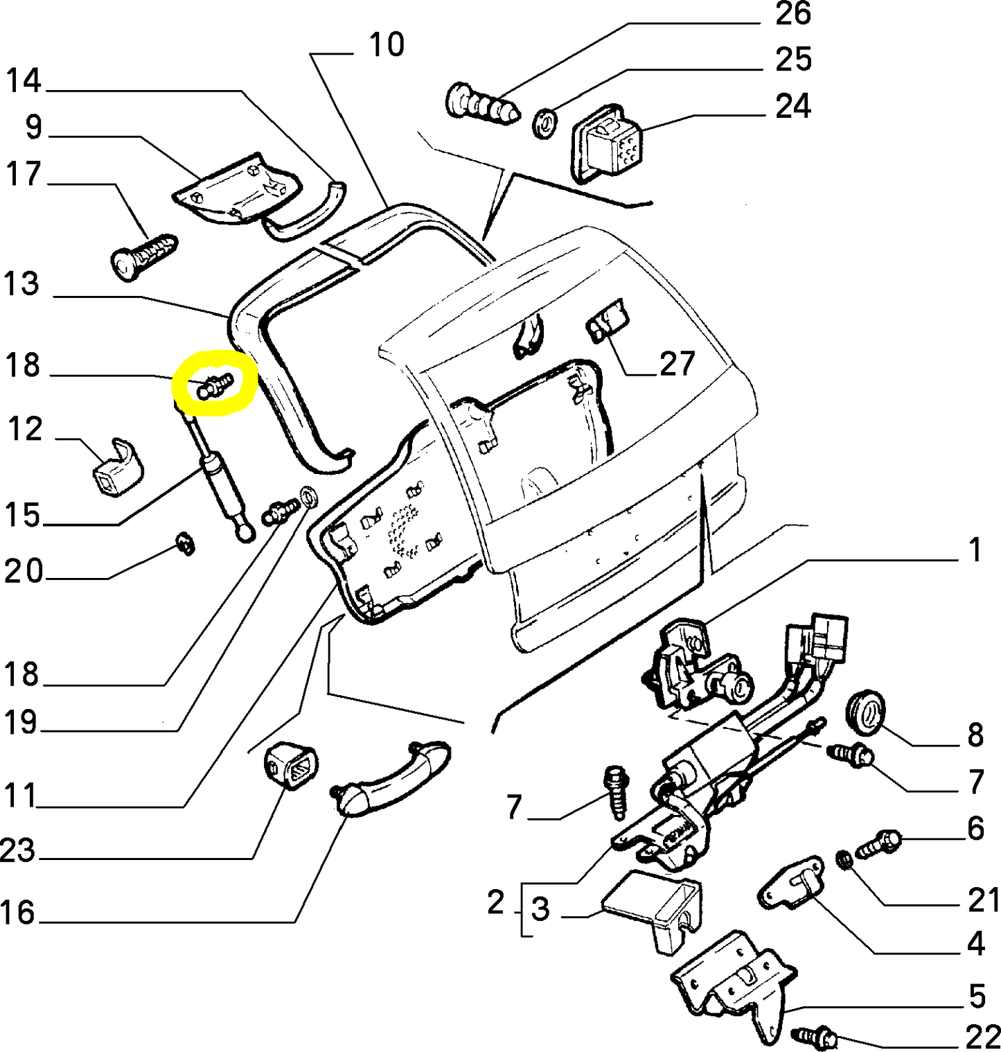 Lancia Delta e K SW Perno Puntello Cofano Bagagliaio Nuovo Originale 82475173 51762519