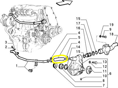 Lancia Thema TD Fiat Croma Manicotto Flessibile Tubazioni Pompa Acqua Nuovo Originale 98458125