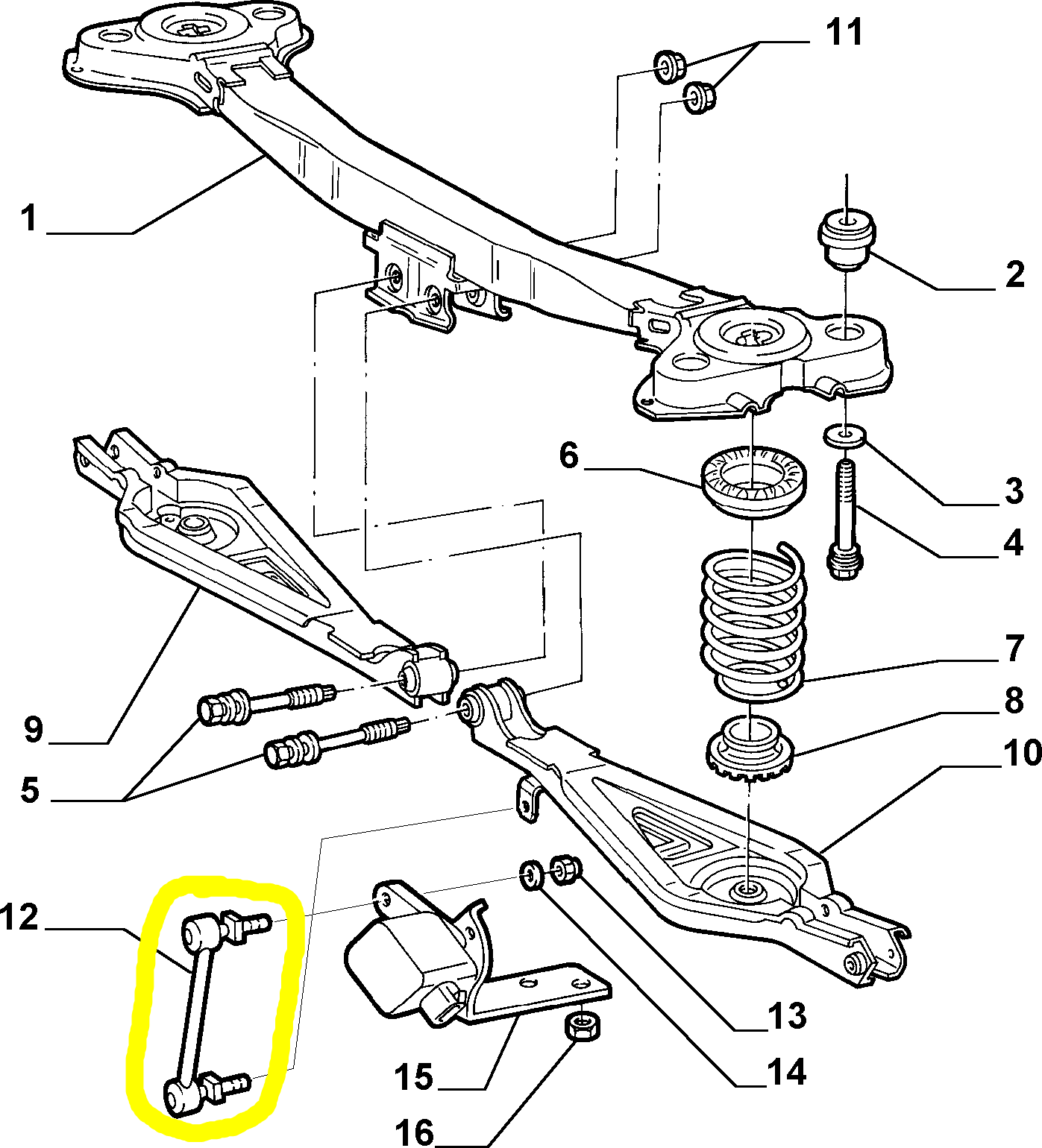 Lancia Lybra Rear Left Swinging Arm Rod New Original 46781789