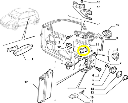 Fiat Punto 3 Doors Right Door Lock New Original 46538079