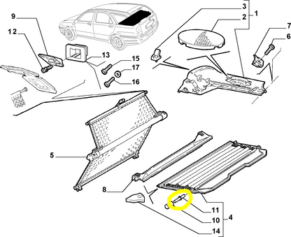 Lancia Lybra SW Perno Tendina Vano Bagagliaio Nuovo Originale 71718228