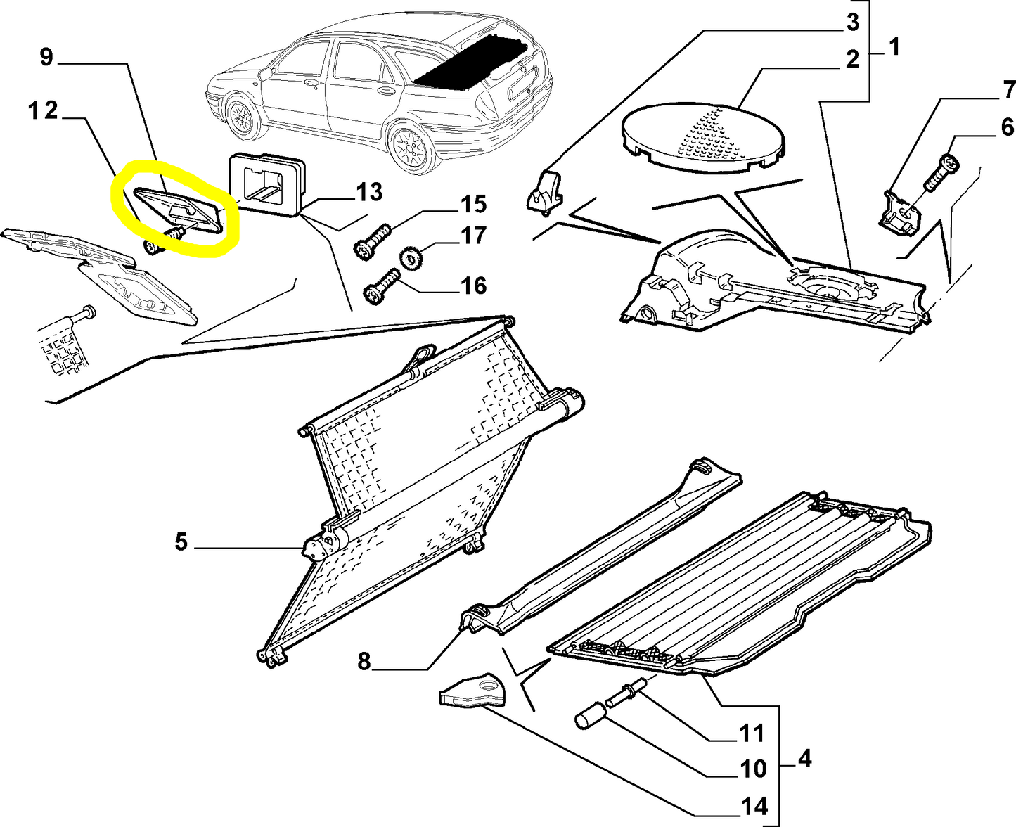 Lancia Lybra SW Staffa Sinistra Rete Vano Bagagliaio Nuova Originale 46803881