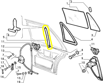 Lancia Thema Fiat Croma Right Rear Glass Pillar New Original 82396140