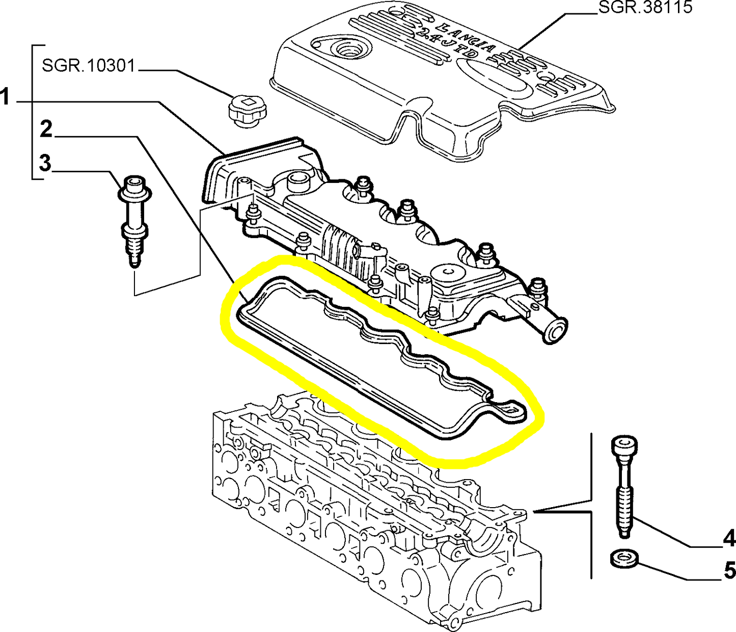 Lancia Thesis and Lybra 2400 JTD Cylinder Head Cover Seal Gasket New Original 46739261 60816556