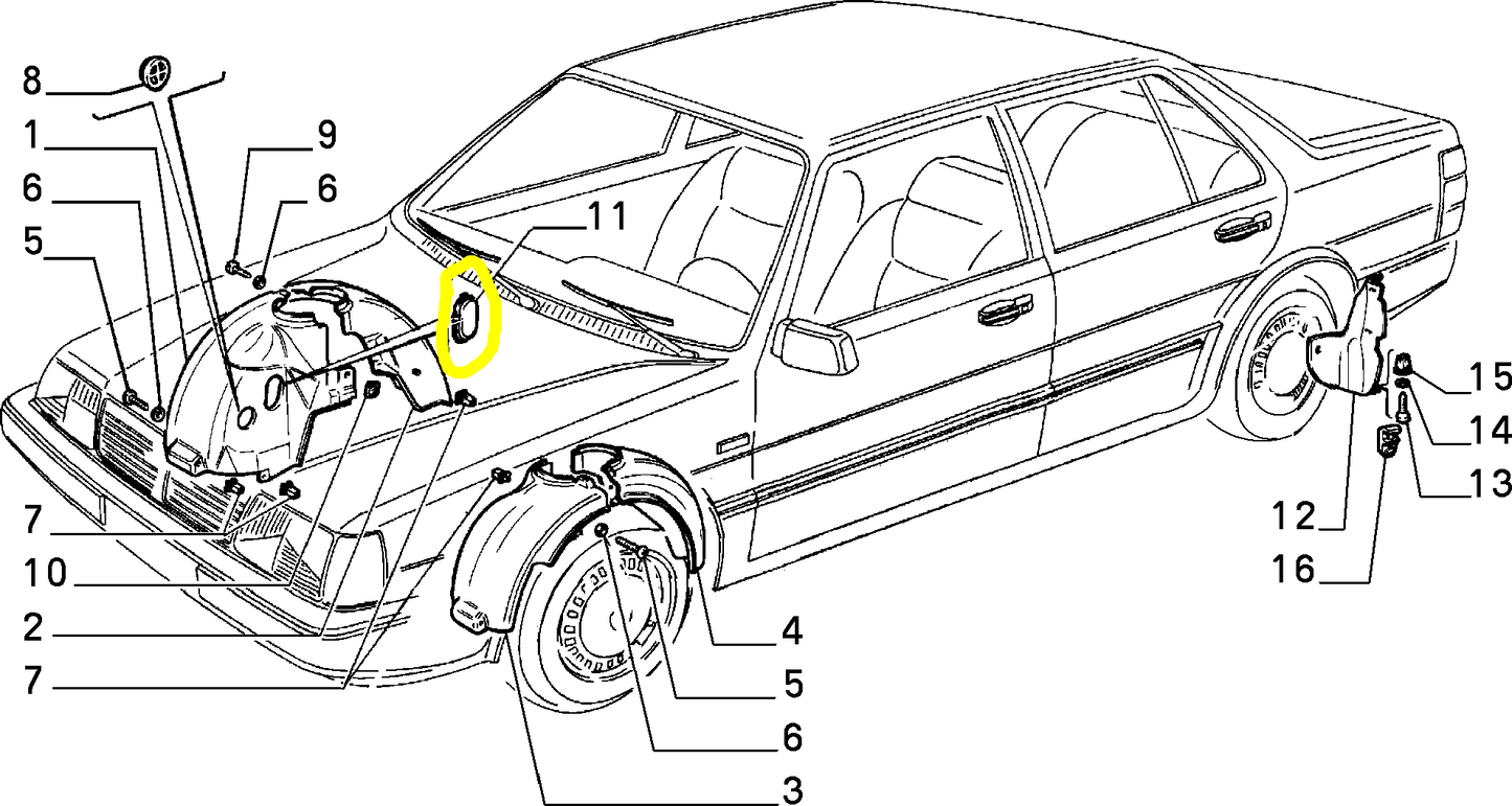 Lancia Thema Fiat Croma Tappo Parafango Anteriore Nuovo Originale 82413904